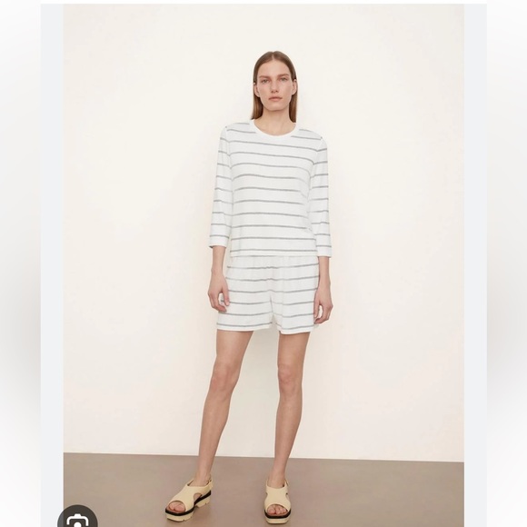 Vince Stripe 2 pc Set Sweater Knit Summer Shorts / Top black and white XL - Picture 4 of 14